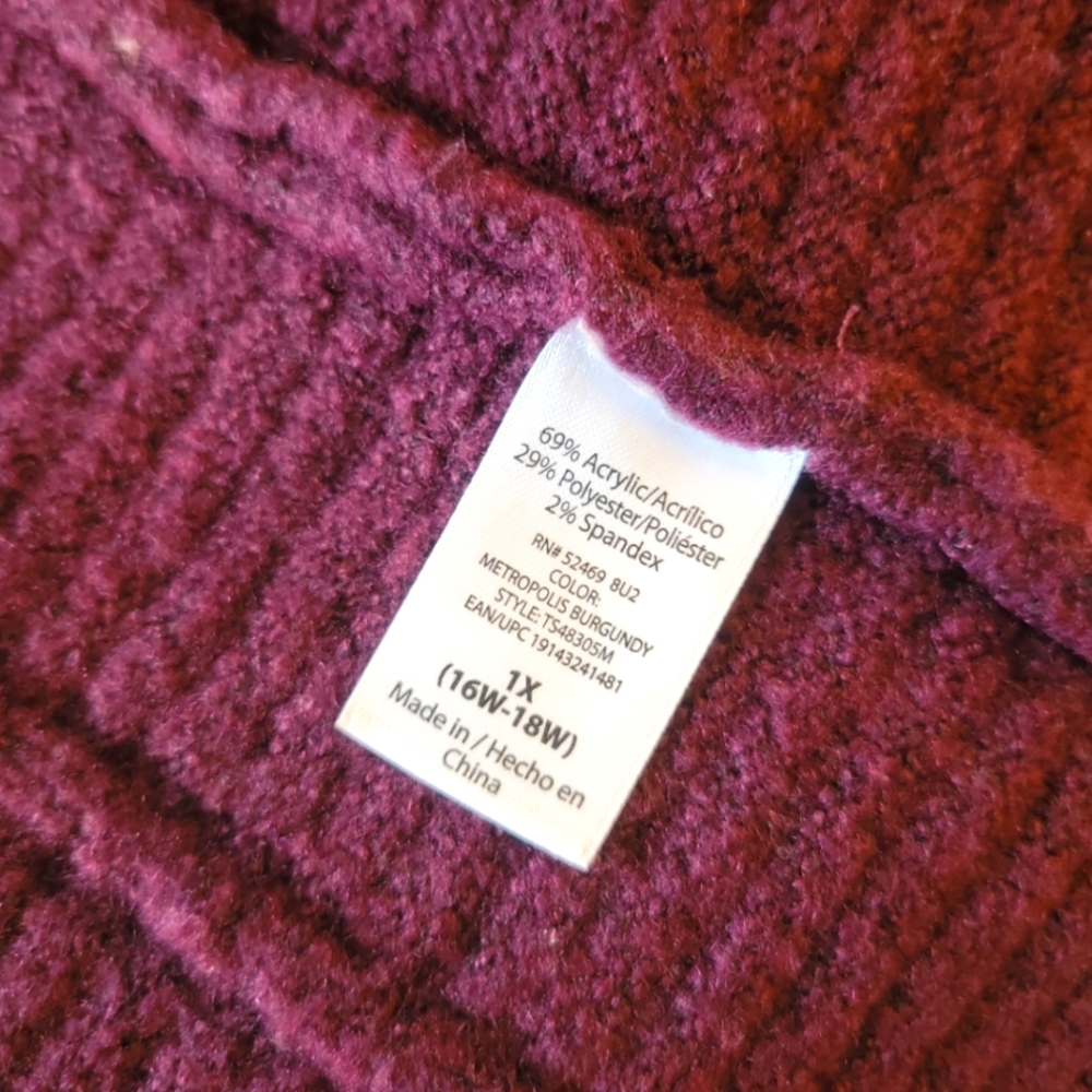 Womens plus 1X Terra & Sky plum autumn color long open front duster cardigan - Picture 10 of 11